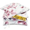 Amilian Stuhlkissen 40x40 mit Bändern - 4er Set Sitzkissen - Outdoor Indoor - Sitzauflage – Oberstoff 100% Baumwolle, Füllung 100% Polyester / Flowers