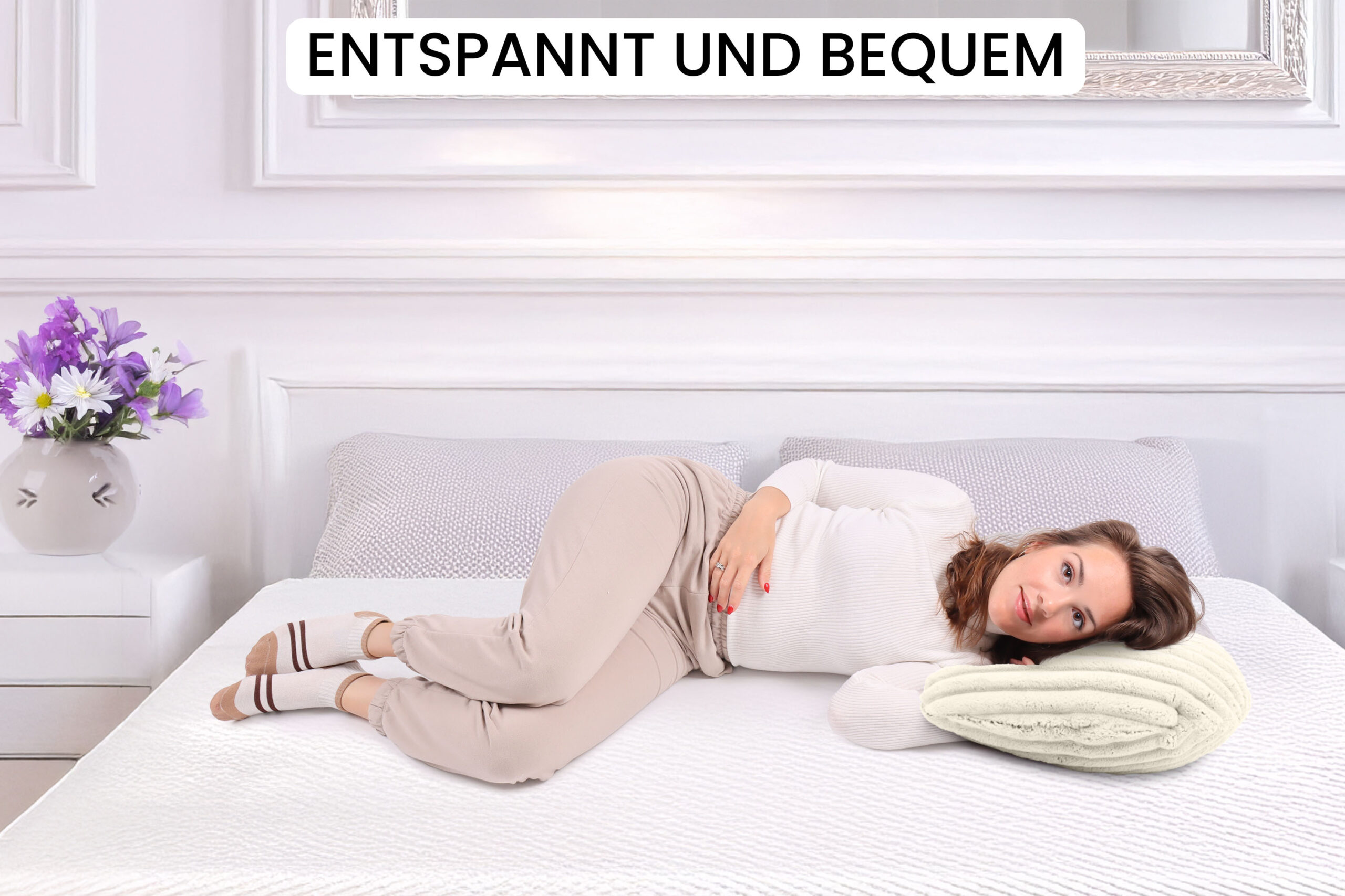 Amilian Stillkissen klein 60x42 cm – Schwangerschaftskissen Stillhörnchen mit abnehmbarem Bezug
