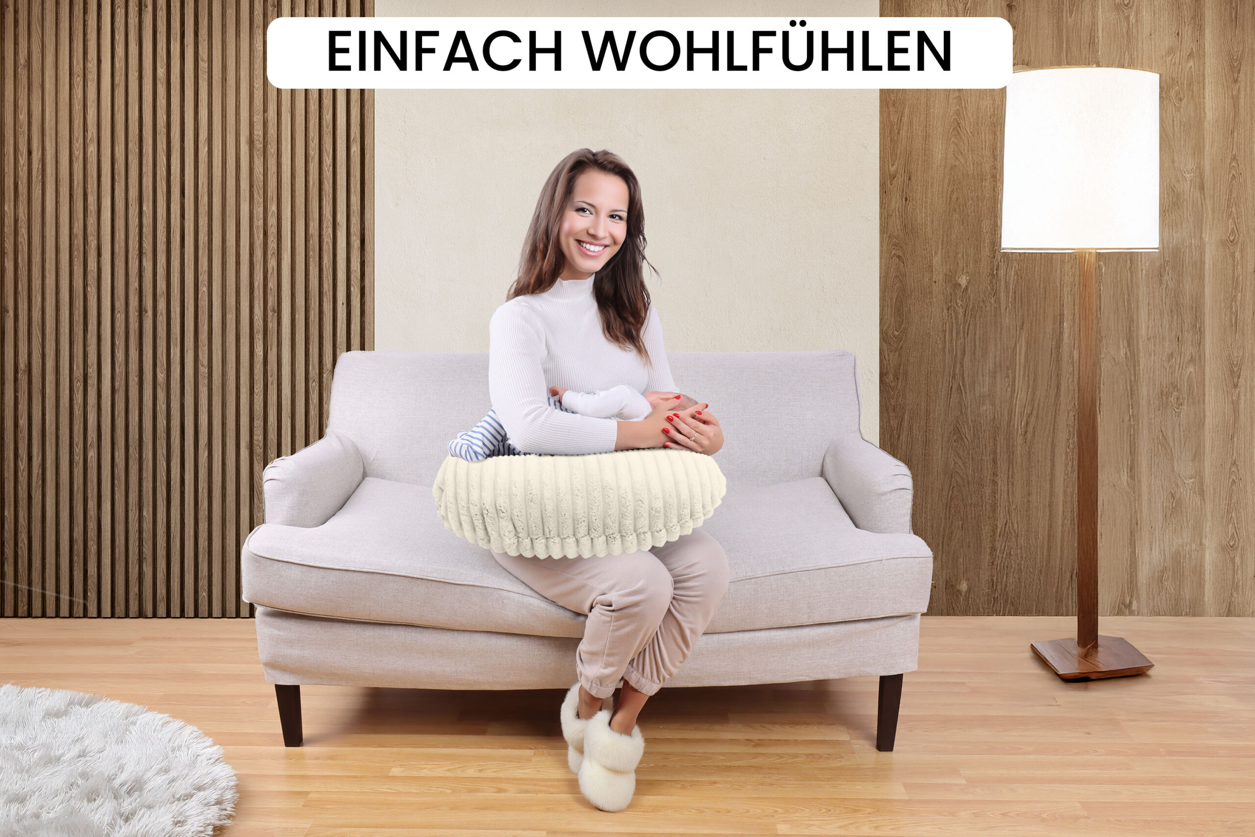 Amilian Stillkissen klein 60x42 cm – Schwangerschaftskissen Stillhörnchen mit abnehmbarem Bezug