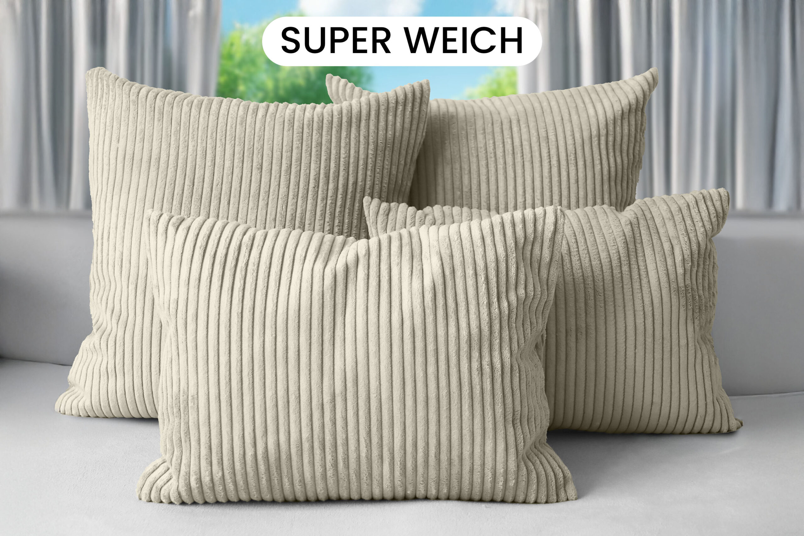 Amilian Dekokissen 4er Set mit Füllung 2x 40x40 + 2x 35x45 cm