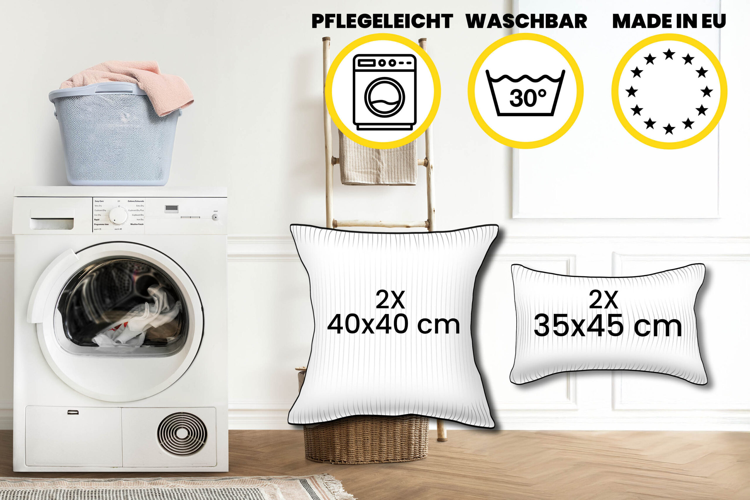 Amilian Dekokissen 4er Set mit Füllung 2x 40x40 + 2x 35x45 cm