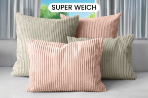 Dekokissen mit Füllung 4er Set in Cord-Optik 2x 40x40 + 2x 35x45 cm für Sofa, Couch und Bett