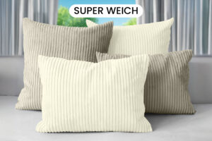 Dekokissen mit Füllung 4er Set in Cord-Optik 2x 40x40 + 2x 35x45 cm für Sofa, Couch und Bett