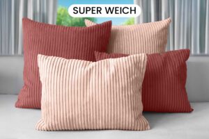 Dekokissen mit Füllung 4er Set in Cord-Optik 2x 40x40 + 2x 35x45 cm für Sofa, Couch und Bett