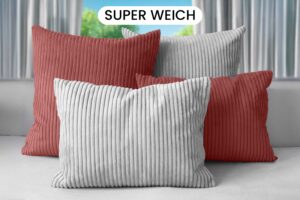 Dekokissen mit Füllung 4er Set in Cord-Optik 2x 40x40 + 2x 35x45 cm für Sofa, Couch und Bett