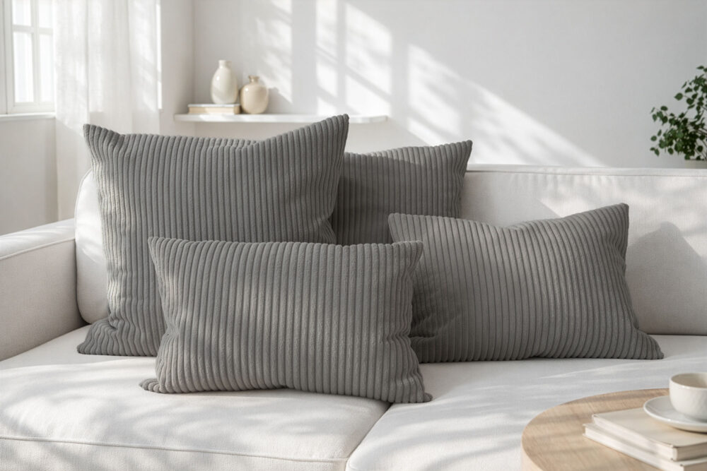 Dekokissen mit Füllung 4er Set in Cord-Optik 2x 40x40 + 2x 35x45 cm für Sofa, Couch und Bett