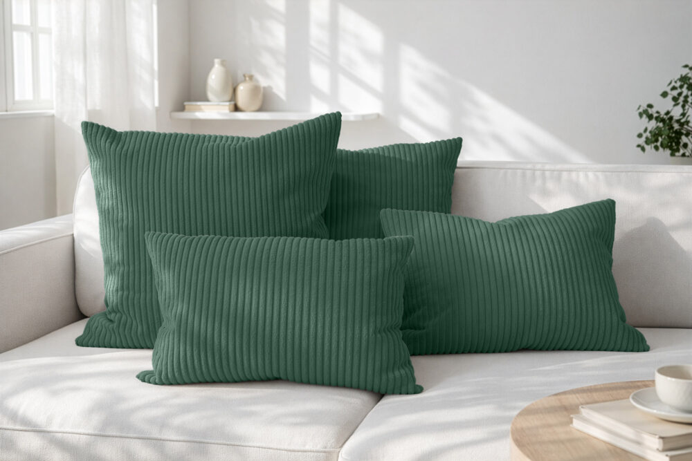 Dekokissen mit Füllung 4er Set in Cord-Optik 2x 40x40 + 2x 35x45 cm für Sofa, Couch und Bett