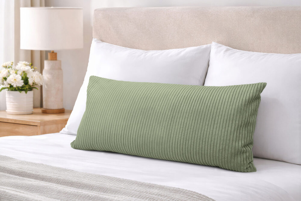 Amilian Kissenbezug 40x80 cm – Kopfkissenbezug & Sofakissenbezug in Cord-Optik (Hotelverschluss)
