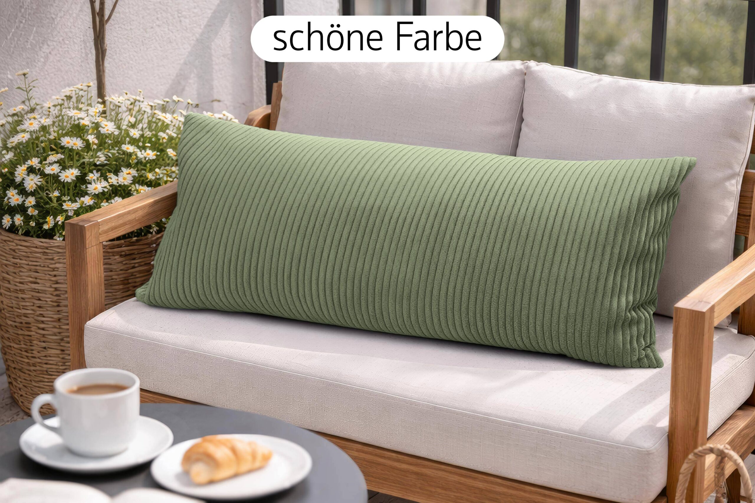 Amilian Kissenbezug 40x80 cm – Kopfkissenbezug & Sofakissenbezug in Cord-Optik (Hotelverschluss)