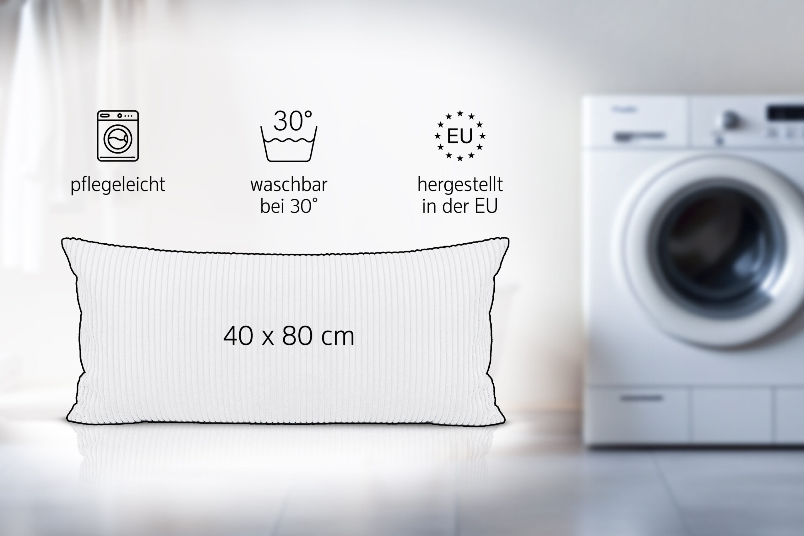 Amilian Kissenbezug 40x80 cm – Kopfkissenbezug & Sofakissenbezug in Cord-Optik (Hotelverschluss)