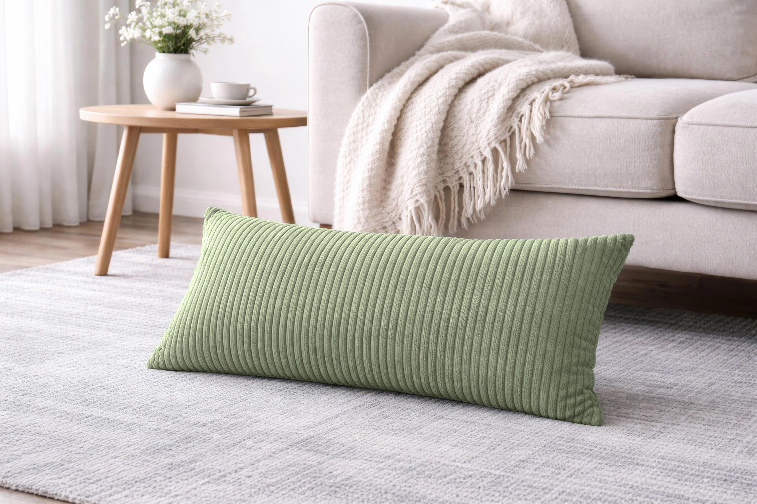 Amilian Kissenbezug 40x80 cm – Kopfkissenbezug & Sofakissenbezug in Cord-Optik (Hotelverschluss)