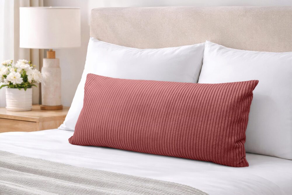 Amilian Kissenbezug 40x80 cm – Kopfkissenbezug & Sofakissenbezug in Cord-Optik (Hotelverschluss)
