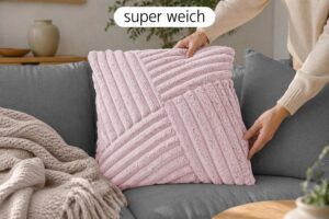 Dekokissen 4er Set mit Füllung und Bezug in Cord-Optik - Sofakissen & Zierkissen