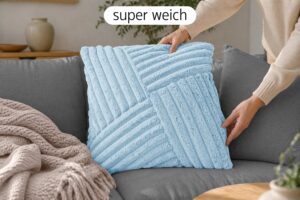 Dekokissen 4er Set mit Füllung und Bezug in Cord-Optik - Sofakissen & Zierkissen