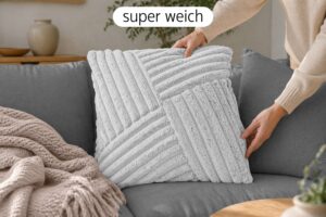 Dekokissen 4er Set mit Füllung und Bezug in Cord-Optik - Sofakissen & Zierkissen