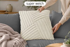 Dekokissen 4er Set mit Füllung und Bezug in Cord-Optik - Sofakissen & Zierkissen