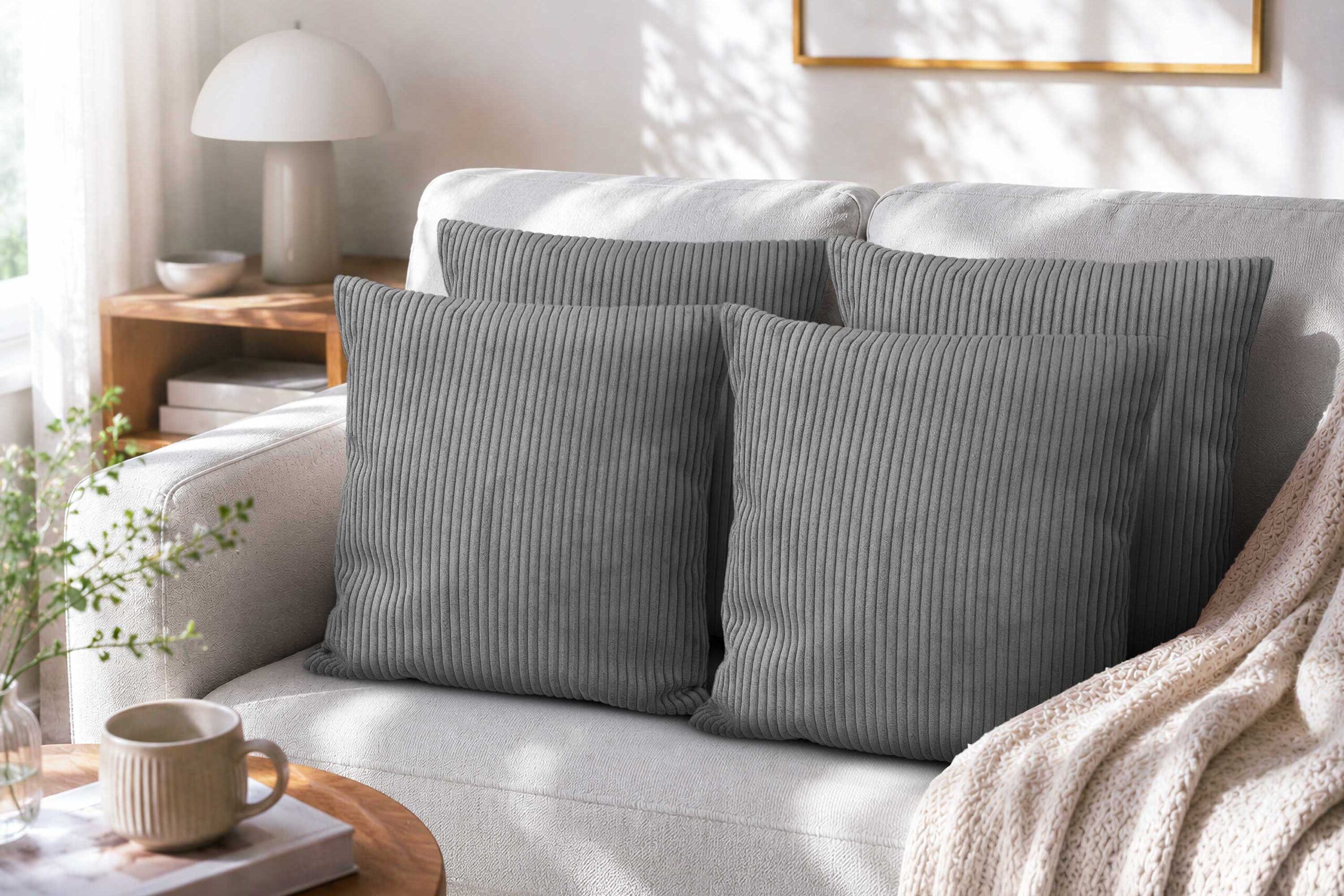 Amilian Sofakissen 4er Set mit Füllung – Dekokissen für Sofa, Wohnzimmer und Schlafzimmer