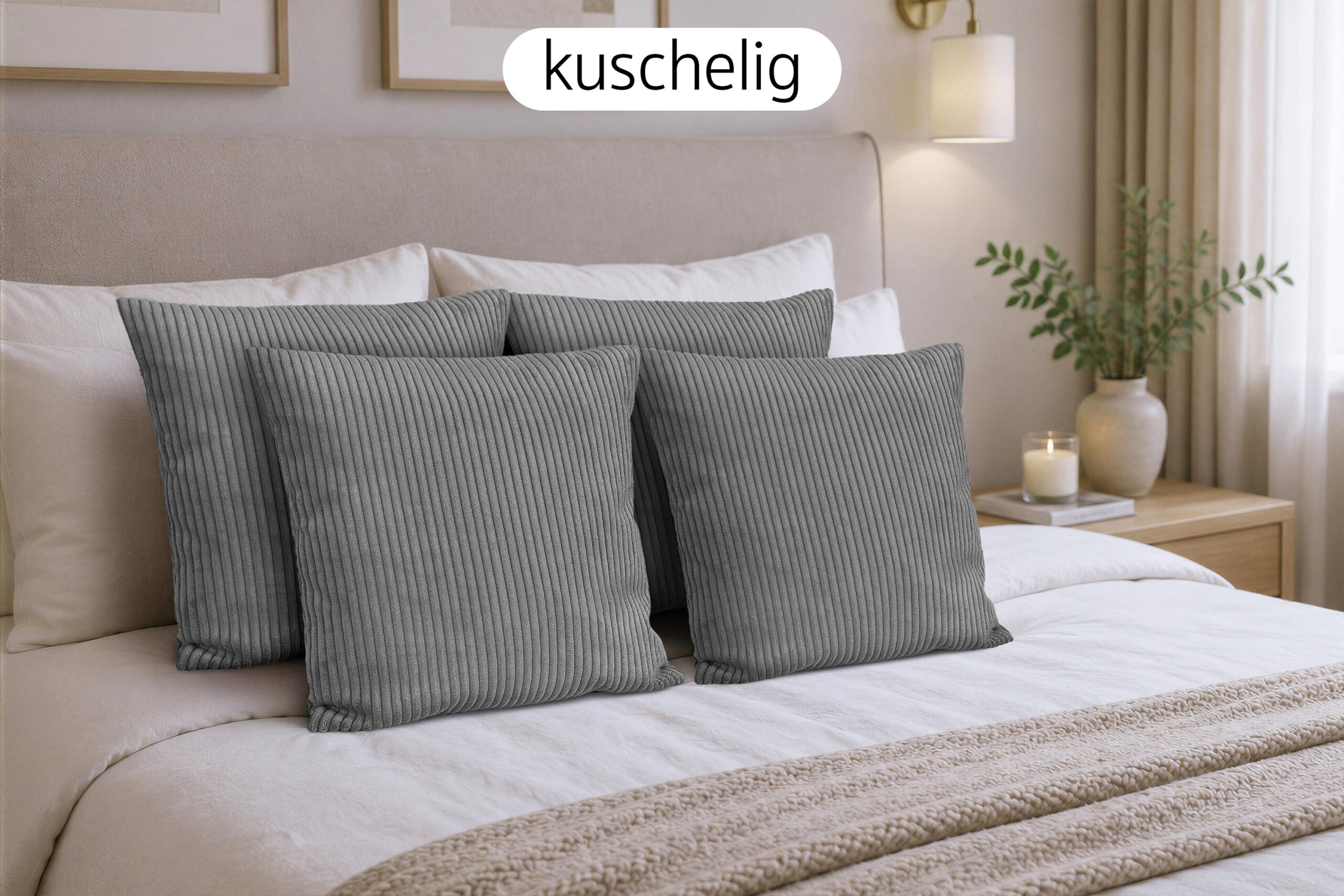 Amilian Sofakissen 4er Set mit Füllung – Dekokissen für Sofa, Wohnzimmer und Schlafzimmer
