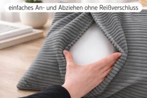 Dekokissen 4er Set mit Füllung in Cord-Optik - Sofakissen, Couchkissen & Zierkissen für Wohnzimmer und Schlafzimmer