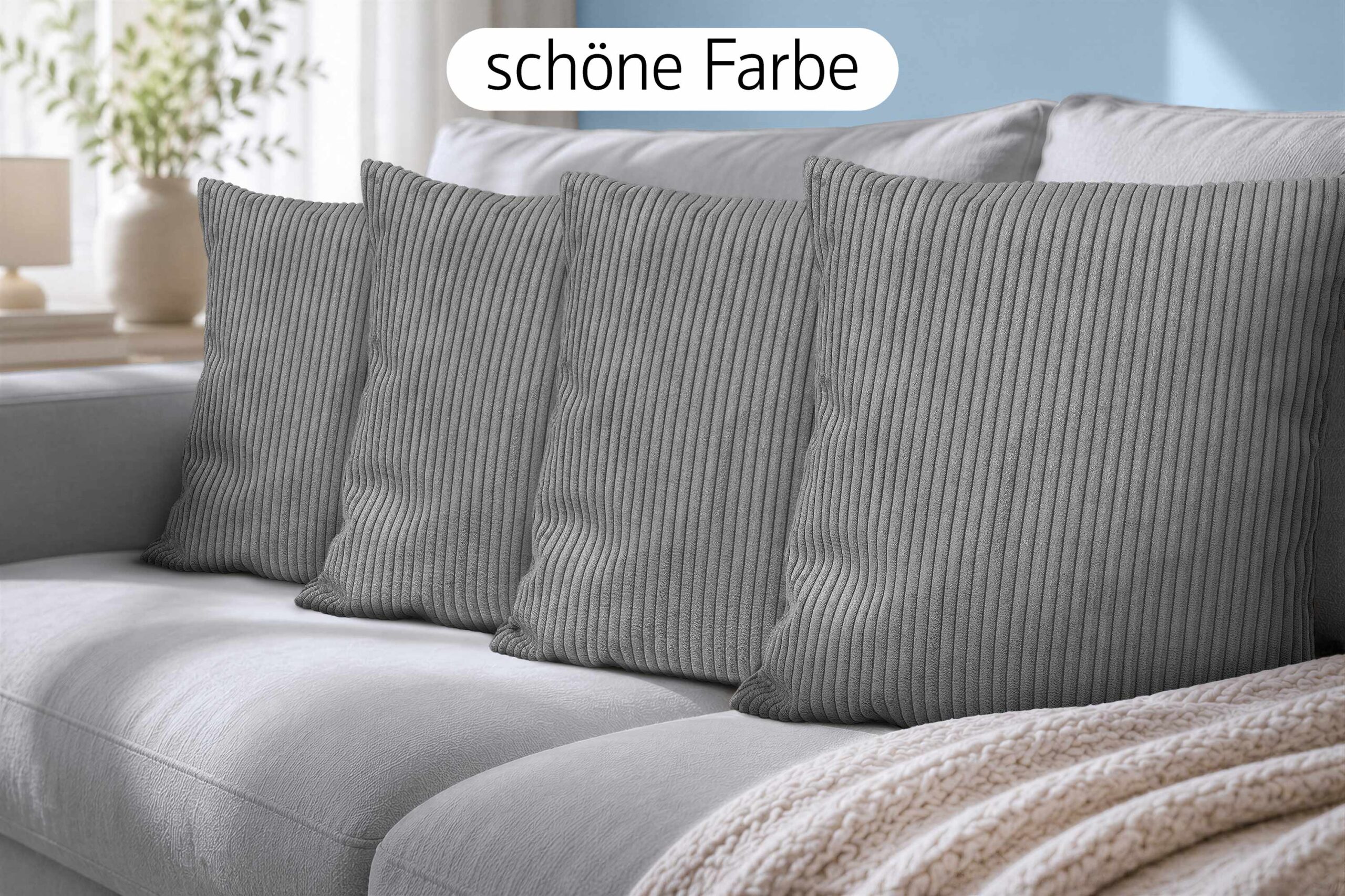 Amilian Sofakissen 4er Set mit Füllung – Dekokissen für Sofa, Wohnzimmer und Schlafzimmer