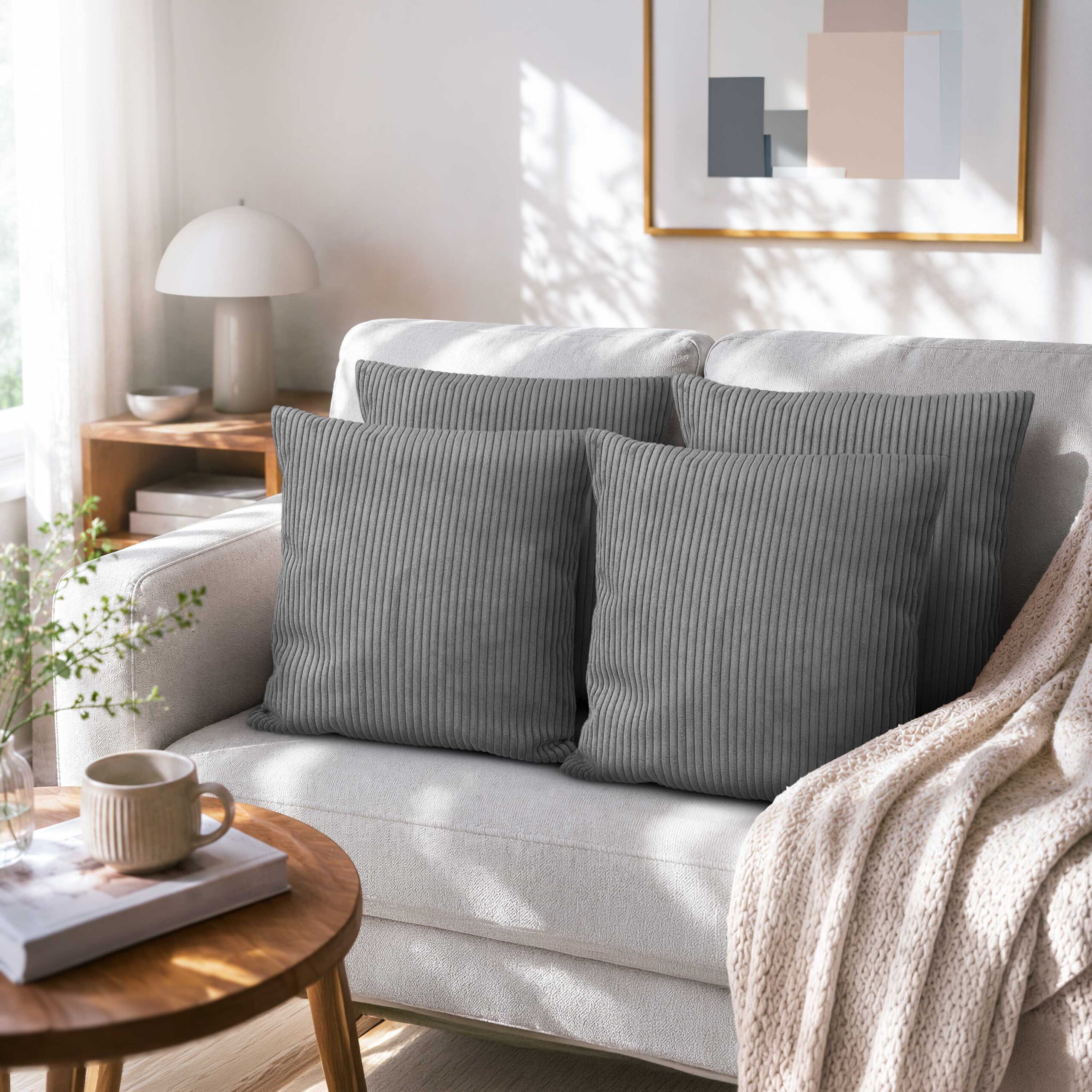 Amilian Sofakissen 4er Set mit Füllung – Dekokissen für Sofa, Wohnzimmer und Schlafzimmer