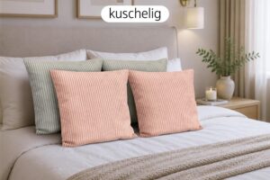 Dekokissen 4er Set mit Füllung in Cord-Optik - Sofakissen, Couchkissen & Zierkissen für Wohnzimmer und Schlafzimmer