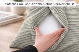 Dekokissen 4er Set mit Füllung in Cord-Optik - Sofakissen, Couchkissen & Zierkissen für Wohnzimmer und Schlafzimmer