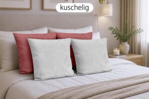 Dekokissen 4er Set mit Füllung in Cord-Optik - Sofakissen, Couchkissen & Zierkissen für Wohnzimmer und Schlafzimmer