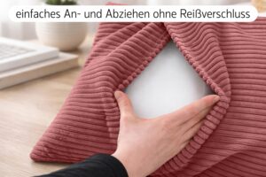 Dekokissen 4er Set mit Füllung in Cord-Optik - Sofakissen, Couchkissen & Zierkissen für Wohnzimmer und Schlafzimmer