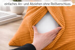 Dekokissen 4er Set mit Füllung in Cord-Optik - Sofakissen, Couchkissen & Zierkissen für Wohnzimmer und Schlafzimmer