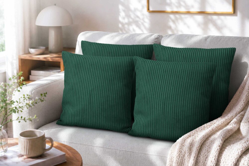 Dekokissen 4er Set mit Füllung in Cord-Optik - Sofakissen, Couchkissen & Zierkissen für Wohnzimmer und Schlafzimmer