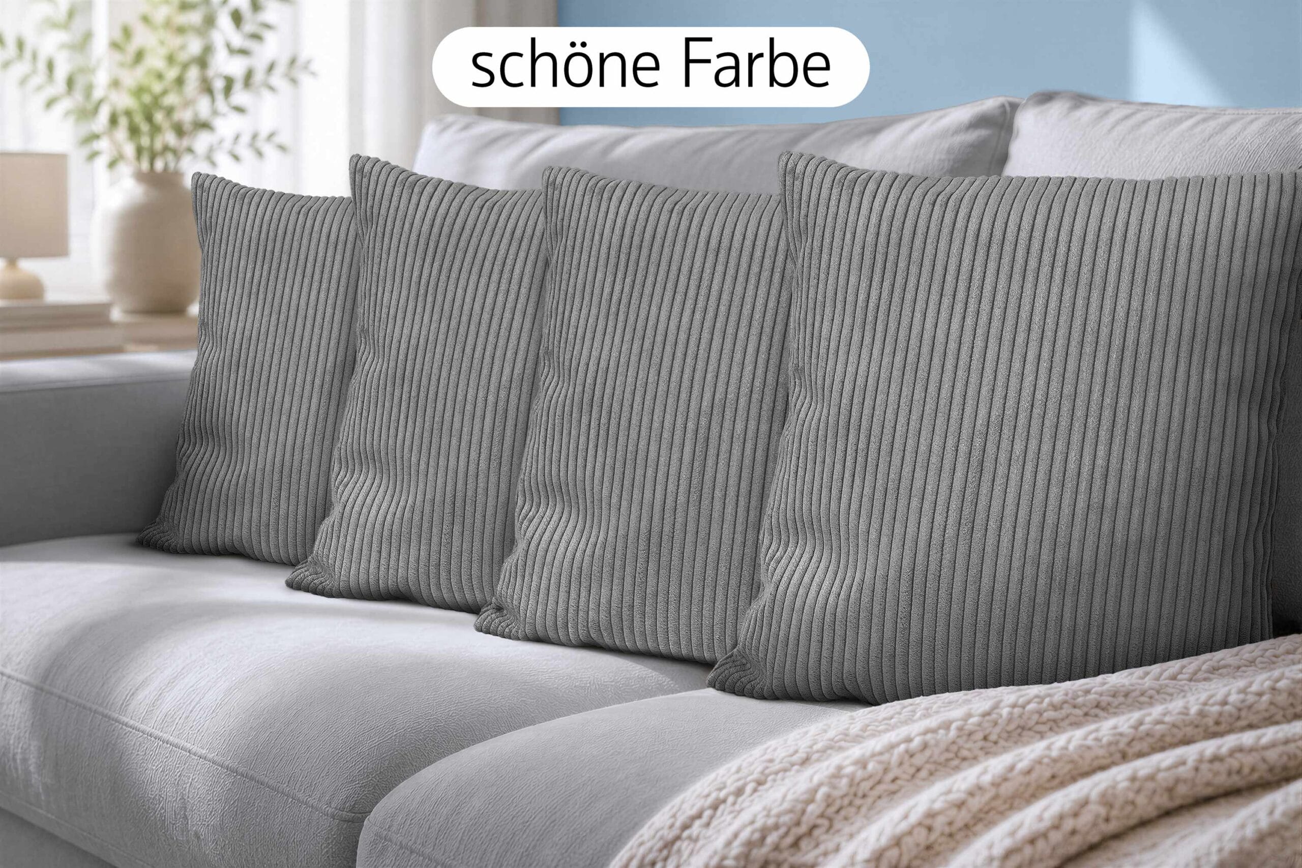 14675-ETAFB_4 Amilian Sofakissen 4er Set mit Füllung – Dekokissen für Sofa, Wohnzimmer und Schlafzimmer
