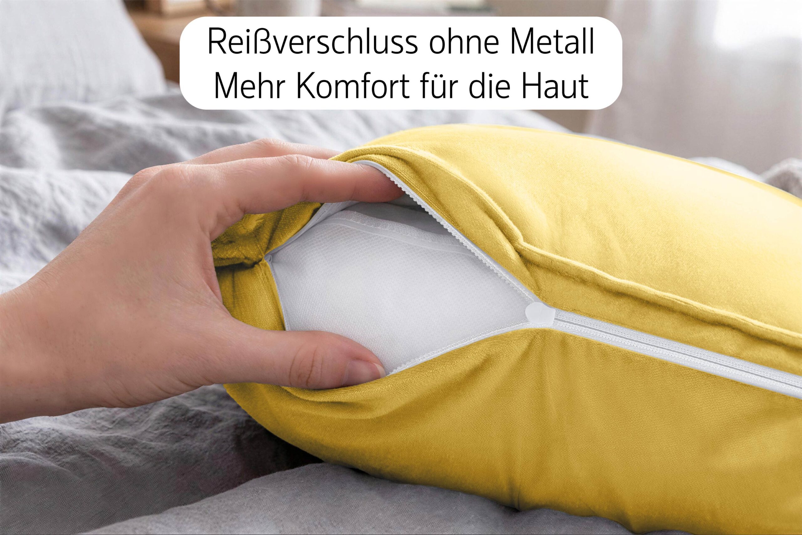 Amilian Dekokissen 4er Set mit Füllung – Sofakissen & Zierkissen mit Reißverschluss