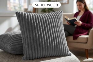 Kissenbezüge 4er Set ohne Füllung in Cord-Optik mit Hotelverschluss - 40x40, 45x45 & 50x50 cm