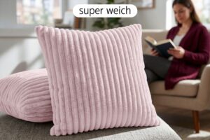 Kissenbezüge 4er Set ohne Füllung in Cord-Optik mit Hotelverschluss - 40x40, 45x45 & 50x50 cm