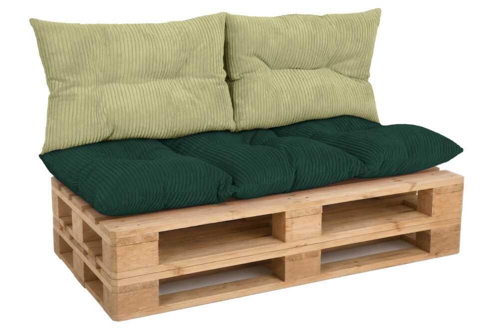 Palettenkissen Set 3-teilig - Sitzkissen 120x60 cm + 2x Kissen 40x60 cm für Europaletten in Cord-Optik