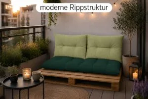 Palettenkissen Set 3-teilig - Sitzkissen 120x60 cm + 2x Kissen 40x60 cm für Europaletten in Cord-Optik