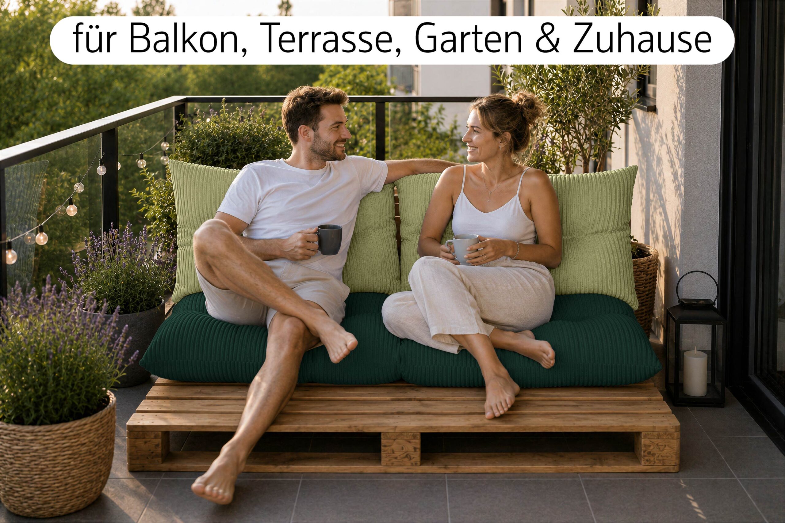 Amilian Palettenkissen Set 3-teilig – Sitzkissen 120x60 cm + 2x Kissen 40x60 cm für Europaletten