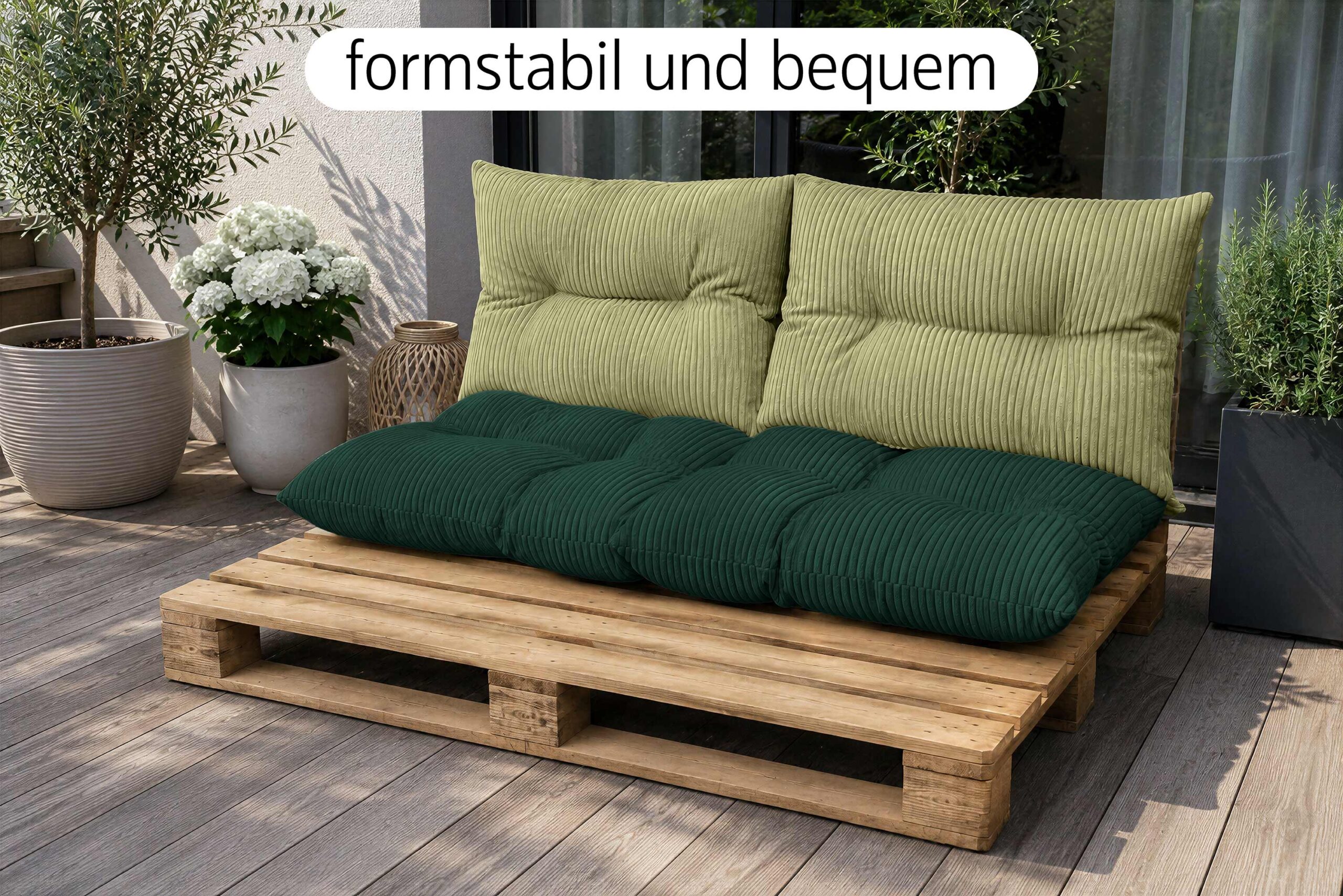 Amilian Palettenkissen Set 3-teilig – Sitzkissen 120x60 cm + 2x Kissen 40x60 cm für Europaletten