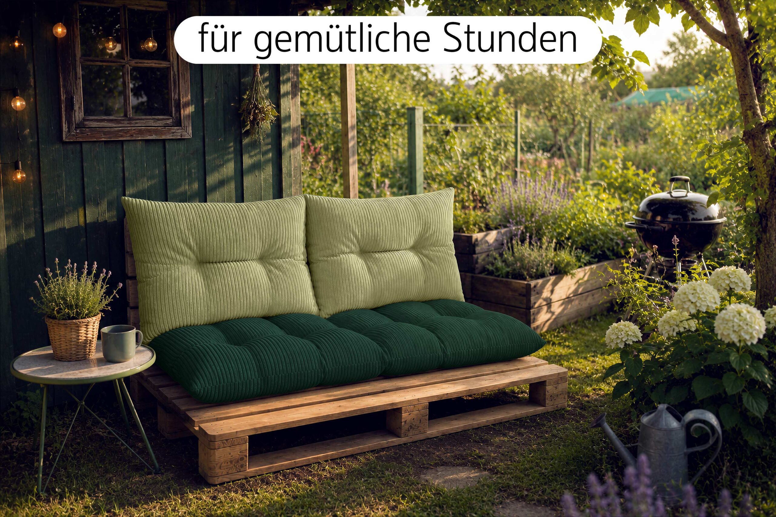 Amilian Palettenkissen Set 3-teilig – Sitzkissen 120x60 cm + 2x Kissen 40x60 cm für Europaletten