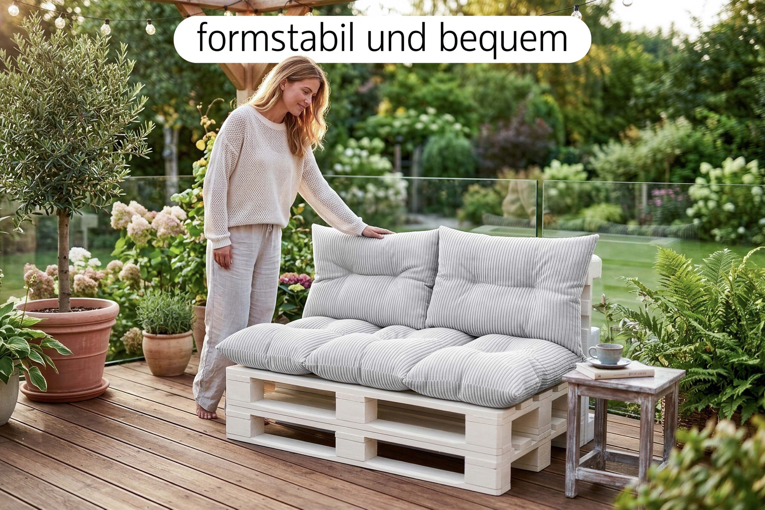 Amilian Palettenkissen Set 3-teilig – Sitzkissen 120x80 cm + 2x Rückenkissen 40x60 cm für Europaletten