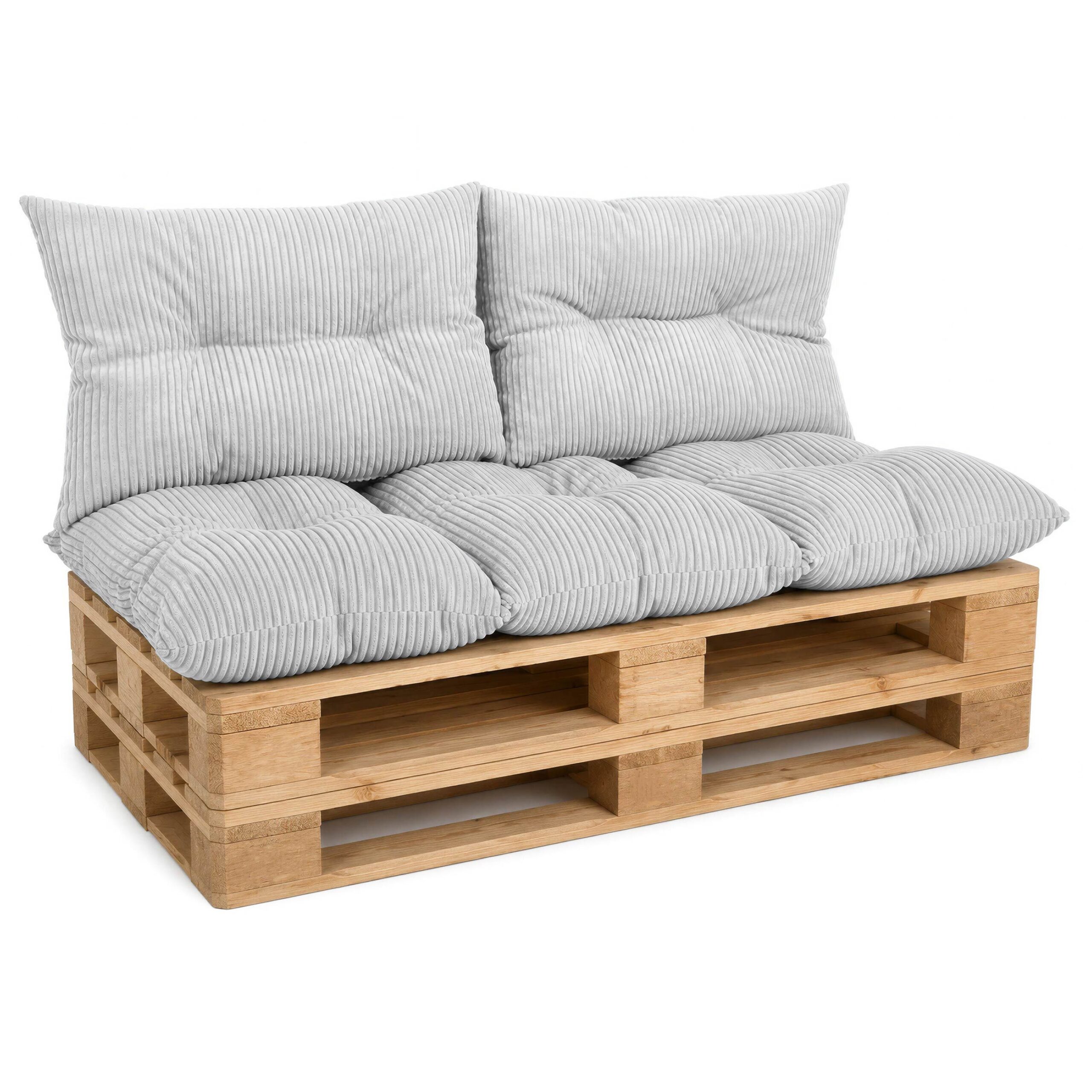 Amilian Palettenkissen Set 3-teilig – Sitzkissen 120x80 cm + 2x Rückenkissen 40x60 cm für Europaletten