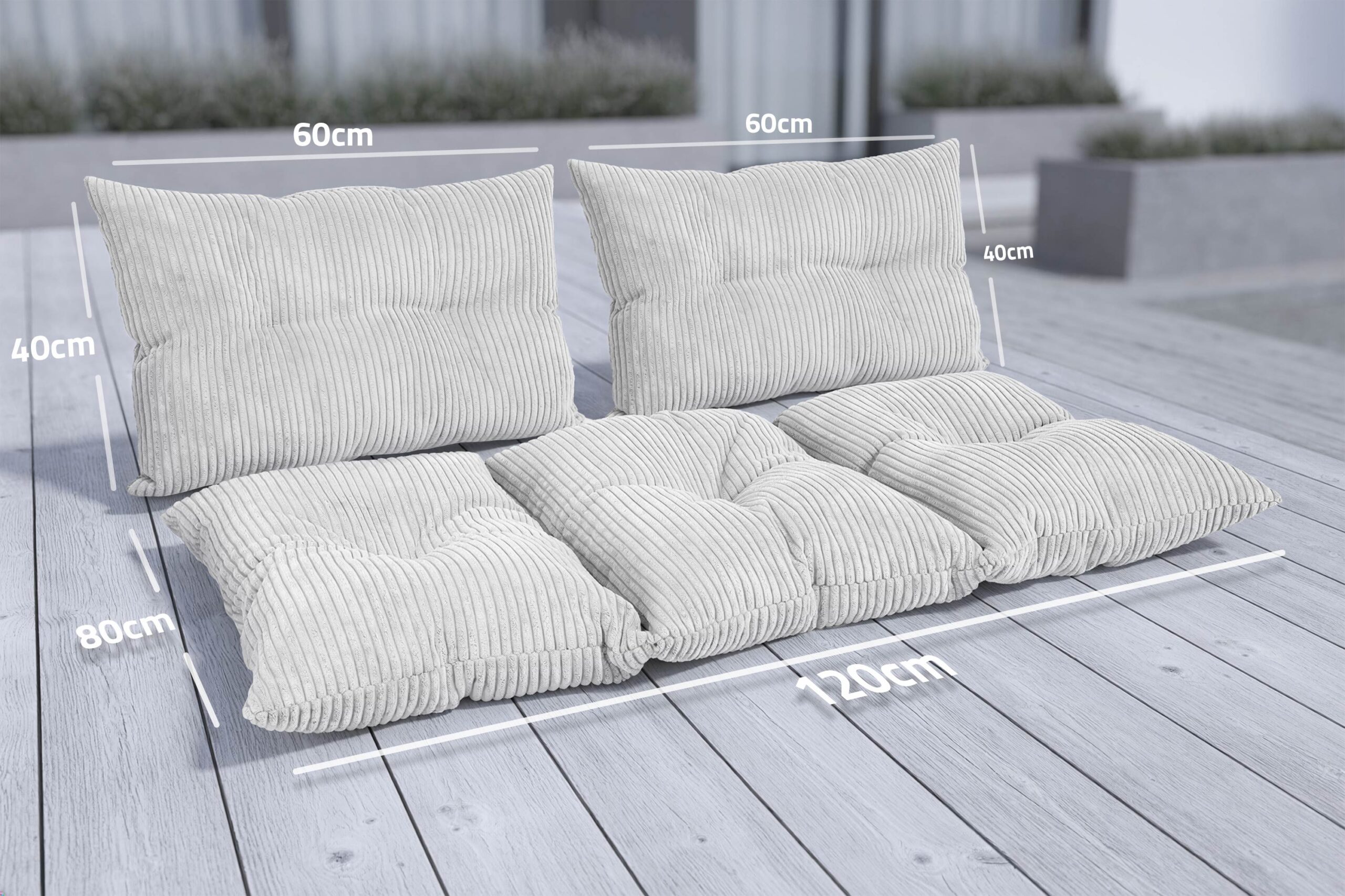 Amilian Palettenkissen Set 3-teilig – Sitzkissen 120x80 cm + 2x Rückenkissen 40x60 cm für Europaletten