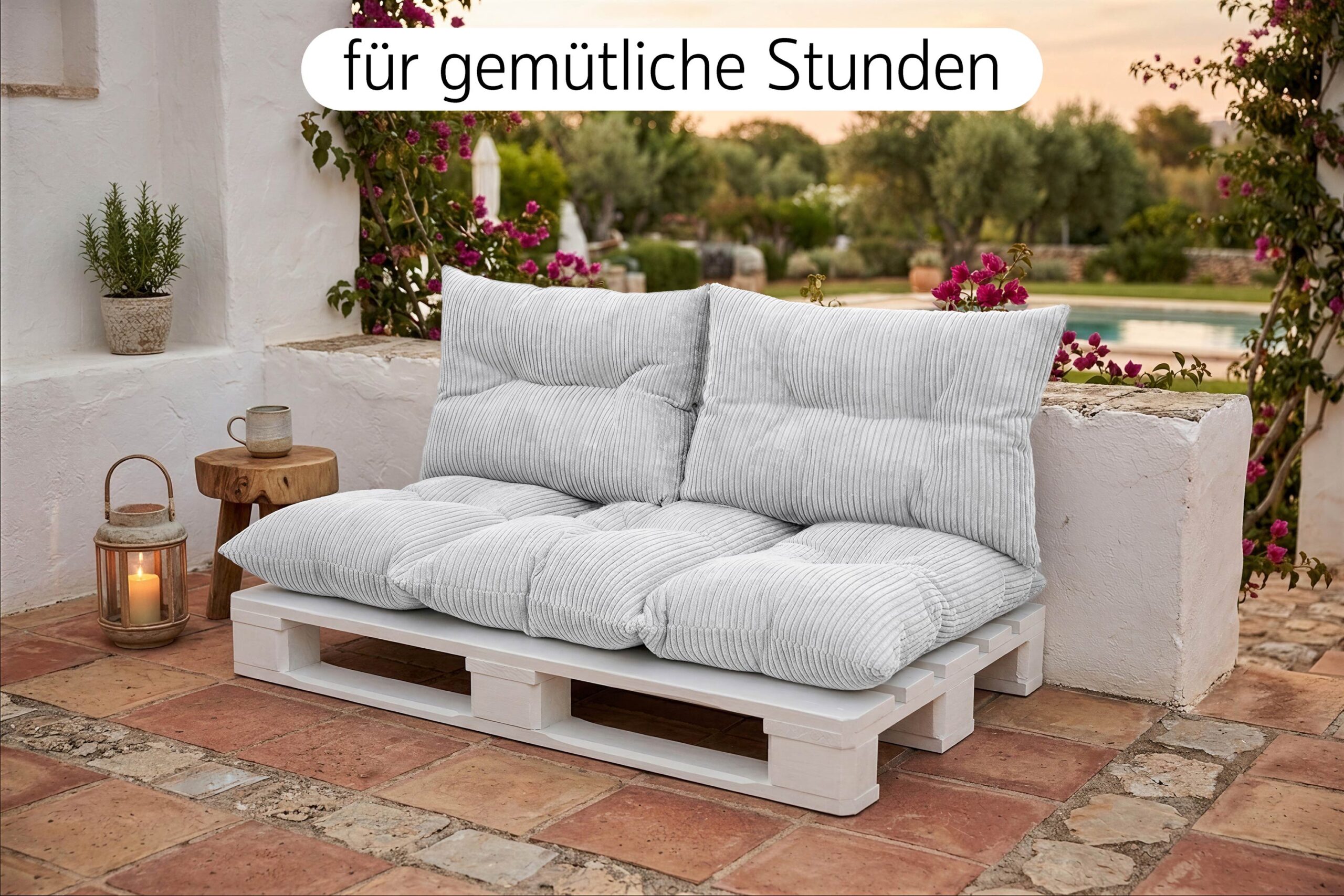 Amilian Palettenkissen Set 3-teilig – Sitzkissen 120x80 cm + 2x Rückenkissen 40x60 cm für Europaletten