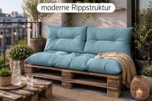 Palettenkissen Set 3-teilig 120x80 cm - Sitzkissen + 2x Rückenkissen 40x60 cm für Europaletten in Cord-Optik