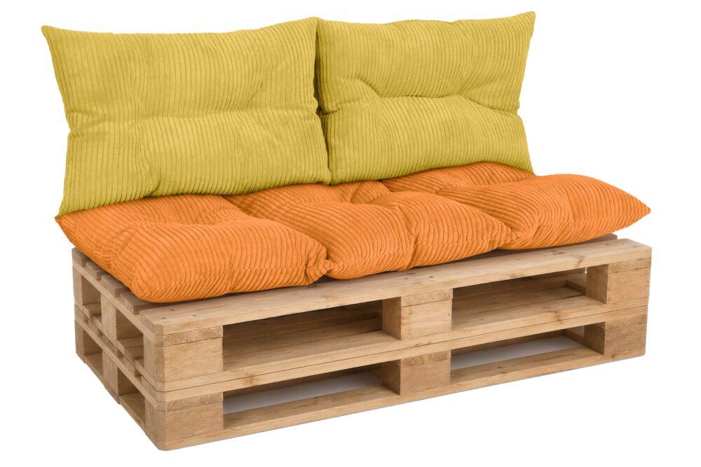 Palettenkissen Set 3-teilig - Sitzkissen 120x60 cm + 2x Kissen 40x60 cm für Europaletten in Cord-Optik