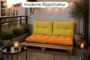 Palettenkissen Set 3-teilig - Sitzkissen 120x60 cm + 2x Kissen 40x60 cm für Europaletten in Cord-Optik