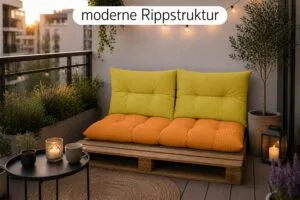 Palettenkissen Set 3-teilig - Sitzkissen 120x60 cm + 2x Kissen 40x60 cm für Europaletten in Cord-Optik