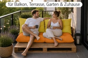 Palettenkissen Set 3-teilig - Sitzkissen 120x60 cm + 2x Kissen 40x60 cm für Europaletten in Cord-Optik