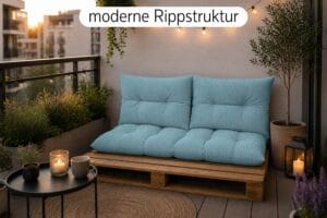 Palettenkissen Set 3-teilig - Sitzkissen 120x60 cm + 2x Kissen 40x60 cm für Europaletten in Cord-Optik